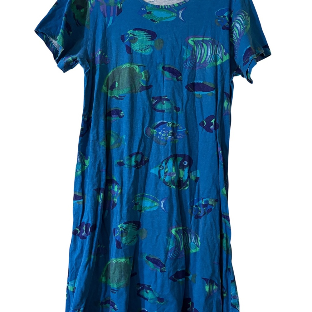 Vintage Capistrano Plus Size 1X Vintage Midi Dress Tropical Inspired Fish